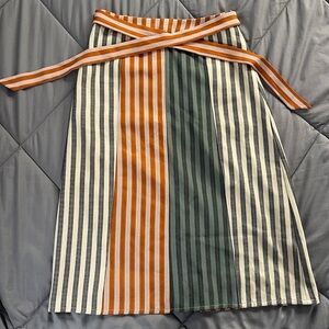 Roolee Striped Midi Skirt With Pockets